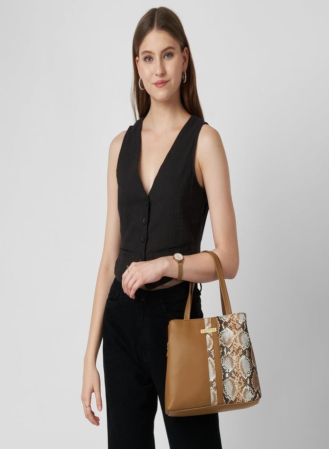 كابريس حقيبة كابريس مولي متوسطة الحجم للنساء بحزام قابل للتعديل والفصل | جيوب متعددة | حقيبة متعددة الاستخدامات للكتف، أو كروس بودي، أو للحمل باليد، مناسبة للعمل والسفر والاستخدام اليومي (لون بني فاتح) - Image 2